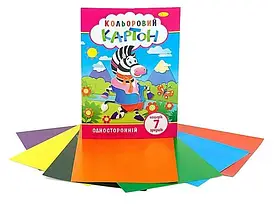 Кольоровий картон А4 7 аркушів КК-А4-7, АПЕЛЬСИН