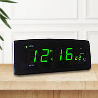Настольные электронные часы CX 818, с зеленой подсветкой / Часы с большими цифрами и будильником
