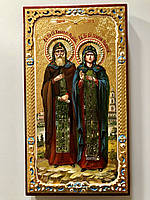 Ікона Св. Кирило та Марія Радоніжські (писана на дереві),розмір 27х15