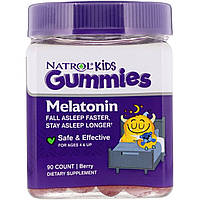 Дети, Мелатонин, Ягоды, Kids, Melatonin Gummies, Berry, Natrol, 90 жевательных конфет