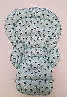 Чохол DavLu до стільчика для годування Сhicco Polly  Progres 5, Relax Фламінго на м'ятному (Ch-n-2-10)