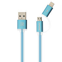 Кабель Combo 2-in-1 Remax RC-020t Aurora USB Lightning microUSB 1м синій