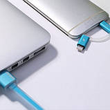 Кабель Combo 2-in-1 Remax RC-020t Aurora USB Lightning microUSB 1м синій, фото 3