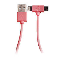 Кабель Combo 2-in-1 WK WDC-008 Axe Lightning microUSB 1м рожевий