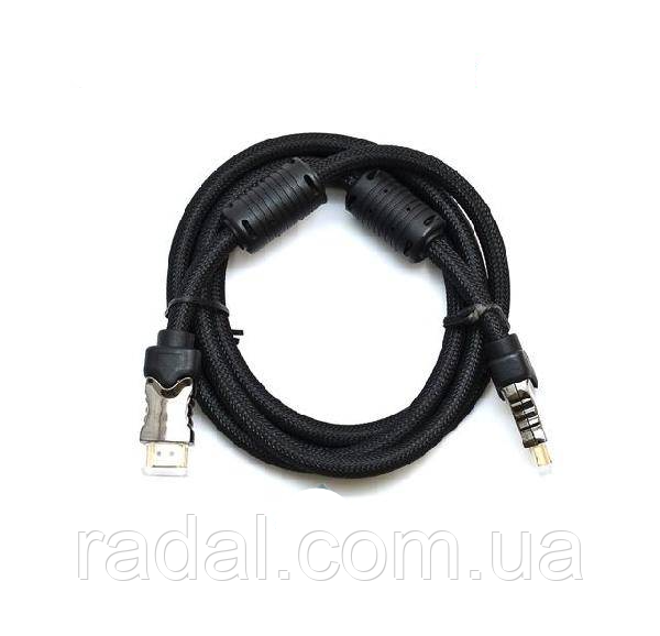 HDMI кабель Gresso H3003 (M-M), 2 фериту, обплетення, круглий, 10м