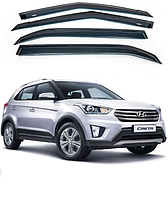 Дефлекторы окон ветровики Hyundai Creta 2014 - 2020 года на 3М скотче (4 шт, HIC)