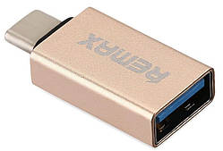 Перехідник Remax RA-OTG1 Glance USB-F to Type-C M золотистий