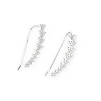 Срібні сережки кафи з камінням Стрілочка