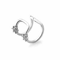 Срібна сережка кліпса Подвійна з фіанітом