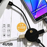 USB Hub WK Carbin WT-N2 2.1A 4 USB чорний 15см, фото 2