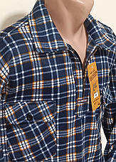 Чоловічі сорочки фланель з начосом Ao Long Com vd-0011 синя картата довгий рукав, тепла чоловіча сорочка XL, фото 3