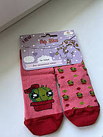 Носочки хлопковые детские демисезонные с рисунком "Кактусы" 12 / 12-18 мес., Ярко-розовый