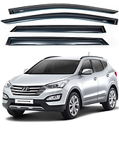 Дефлекторы окон ветровики Hyundai Santa Fe 3 2012-2018 года на 3М скотче (4 шт, HIC)