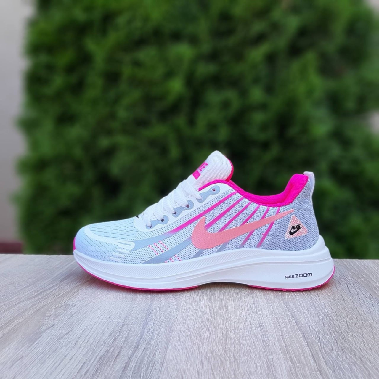 Найк Зум Пегасус Женские кроссовки на лето белые с малиновым Nike ZOOM ...