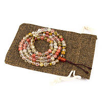 Чотки вервиця з натурального каменю Гірський кришталь рожевий Swayambhu ST 108 намистин 6.5 м, 7682664 - 744