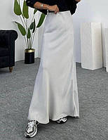 Женская юбка макси с высокой посадкой, пояс на резинке, серая
