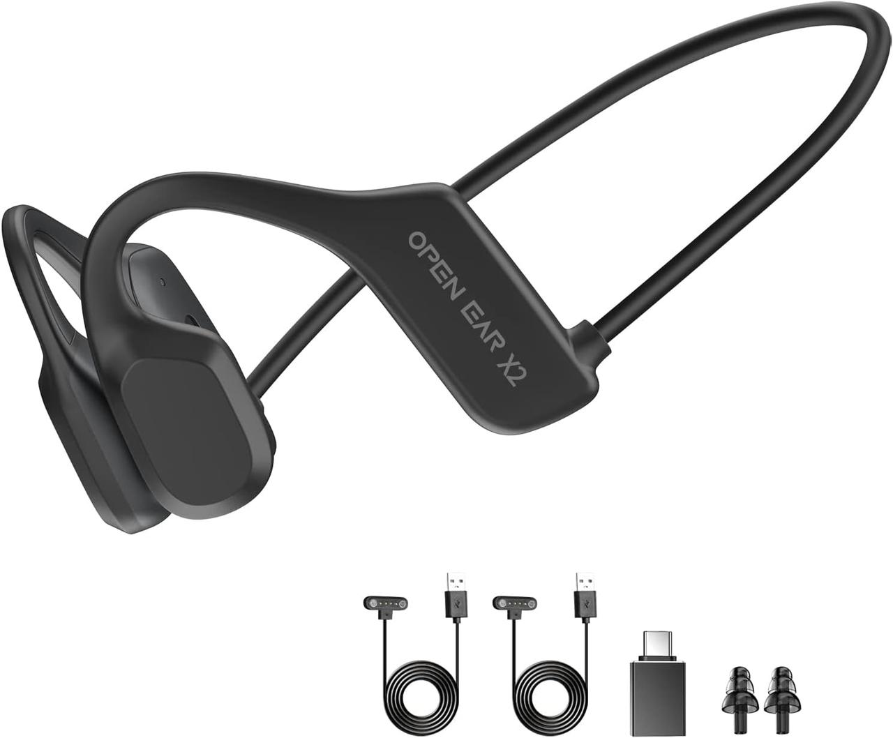 OUFUNI Bone Conduction Headphones Bluetooth, відкриті навушники з 16G MP3-плеєром, водонепроникні та потозахисні спортивні