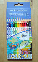 Олівці кольорові з ластиком Acmeliae, 12 кольорів