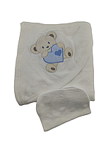 Детское полотенце конверт Турция для новорожденного подарок белое (ХДН109)