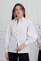 Блуза женская нарядная с открытой спиной белая коттоновая Modna KAZKA MKAZ6202-1 42