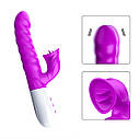 Вібратор для подвійної стимуляції Silicon, Vibrator 7 Function and Heating Mode, PURPLE, фото 3