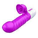 Вібратор для подвійної стимуляції Silicon, Vibrator 7 Function and Heating Mode, PURPLE, фото 5