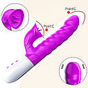 Вібратор для подвійної стимуляції Silicon, Vibrator 7 Function and Heating Mode, PURPLE, фото 6