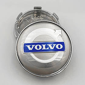 Ковпачки (заглушки) на литі диски VOLVO (Вольво) 60 мм Синій логотип, Сірі