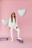 Спортивний костюм для дівчинки худі на блискавці та джогери, спортивний костюм демісезонний колір білий, фото 2
