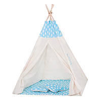 Детская палатка Вигвам Springos Tipi XXL TIP05 White/Sky Blue, Time Toys