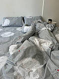 Комплект постільної білизни Бязь голд люкс Сірий з великими кульбабами Полуторний розмір 150х220, фото 4