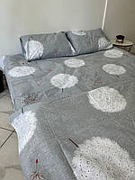 Комплект постельного белья Бязь голд люкс Серый с большими одуванчиками Полуторный размер 150х220