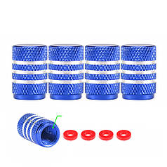 Ковпачки для автомобіля на ніпель 3Stripes Center Blue/Silver, 4 шт.