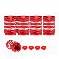 Ковпачки на ніпель авто 3Stripes Center Red/Silver (4 шт.)