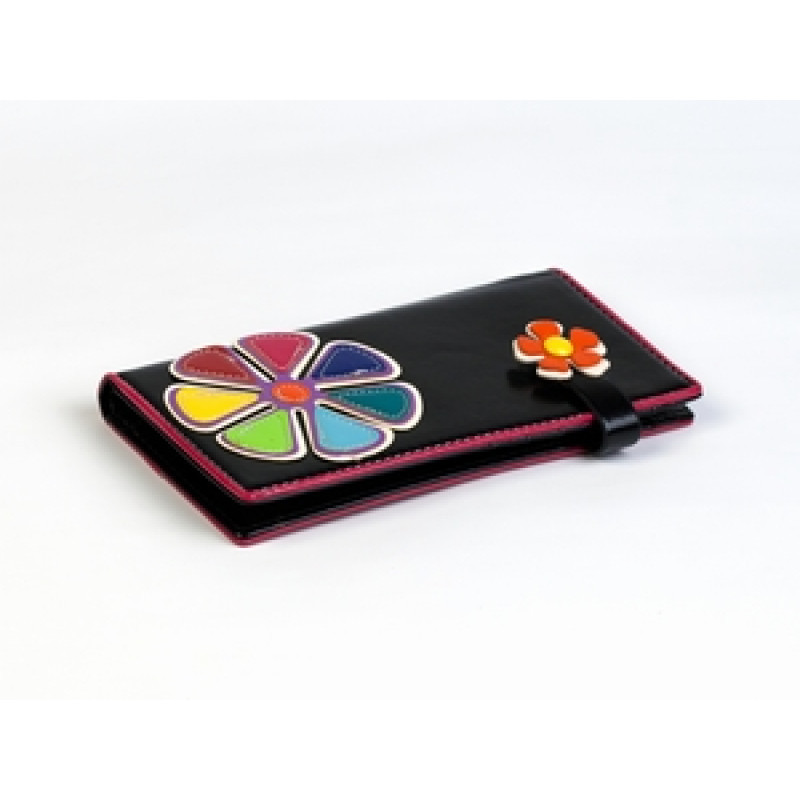 Портмоне жіноче чорне Квітка-семиквітка, фото 1