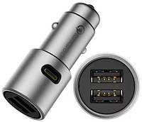 Автомобильное зарядное устройство для Xiaomi Car Quick Charger 3.0 36W Silver 2 USB + Type-C (GDS4053CN)