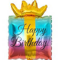 Фольгована фігурна куля "Коробка Hapty Birtday". Розмір: 47см*63см.