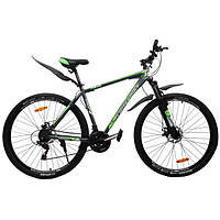 Велосипед CrossBike Racer 27.5 дюймов 19 рама Серо-зеленый / от 175 см/ 2022 Горный MTB