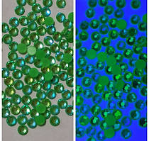 Люмінесцентні Неонові Клейові стрази холодної фіксації (на клей) Premium Green AB SS16 Non-hot Fix 100 шт