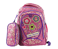Рюкзак школьный для девочки "Little princess" Розовый 44х30х15см + пенал