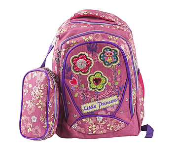 Шкільний рюкзак для дівчинки "Little princess" Рожевий 44х30х15см + пенал