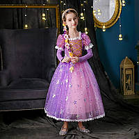 Платье принцесы Рапунцель с перчатками, сиреневое 120