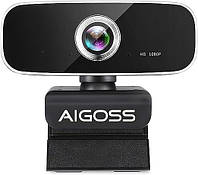 Веб-камера Aigoss Full HD 1080P со стереомикрофоном USB 2.0 для панорамных видеозвонков и записи, совместимая