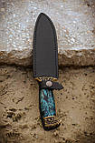 Ніж ручної роботи з дамаської сталі «Хвиля #1» зі шкіряними піхвами 60-61HRC, фото 7