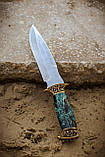 Ніж ручної роботи з дамаської сталі «Хвиля #1» зі шкіряними піхвами 60-61HRC, фото 5