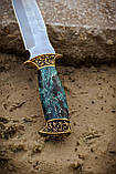 Ніж ручної роботи з дамаської сталі «Хвиля #1» зі шкіряними піхвами 60-61HRC, фото 6