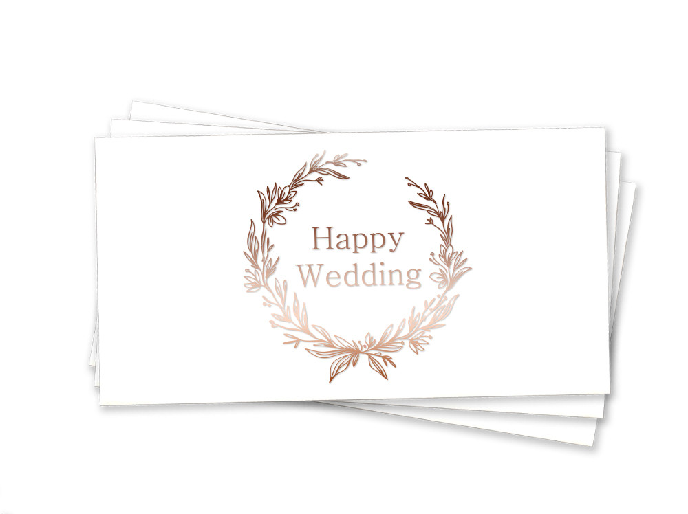 Конверт для грошей "Happy Wedding"   (тиснення фольгою рожеве золото)