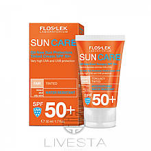 Сонцезахисний тонуючий крем із SPF 50+ без масел для комбінованої та жирної шкіри FLOSLEK, 50