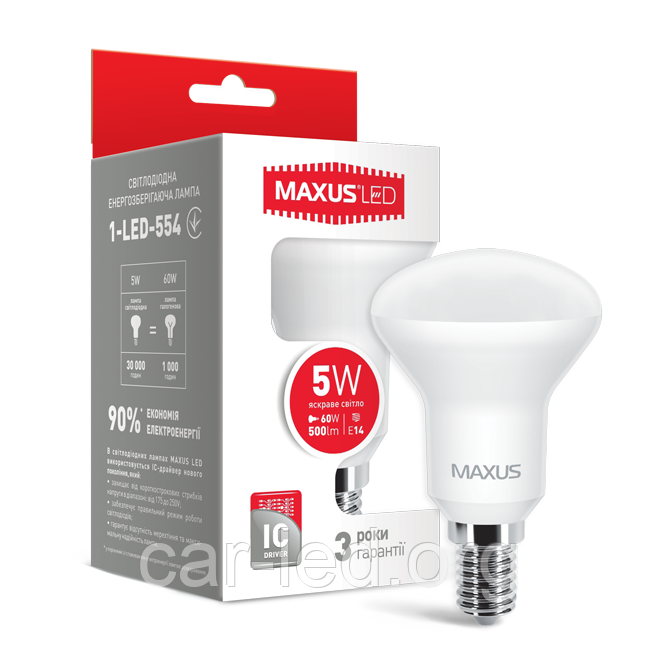 LED лампа MAXUS R50 5W яркий свет 220V E14 (1-LED-554) (NEW)