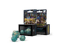 Настольная игра Q-Workshop Набор кубиков RuneQuest Turquoise & gold Expansion Dice (3 шт.) (SRQE97)